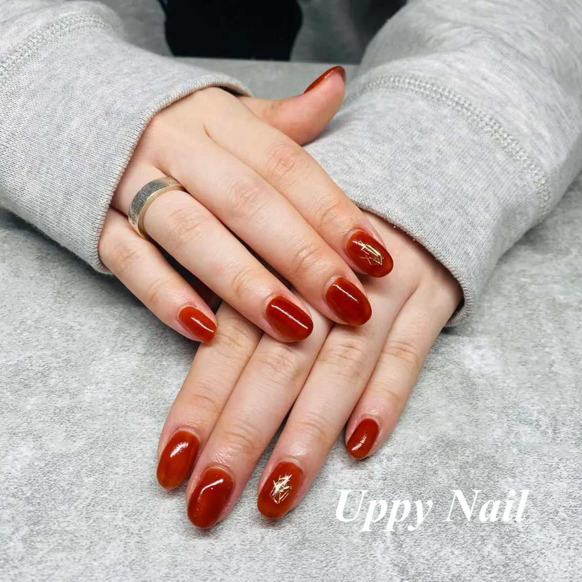 ネイル クリアネイル ワンカラーネイル オレンジ シンプルネイル ハンドネイル Uppy Nail ukyoのネイルデザイン