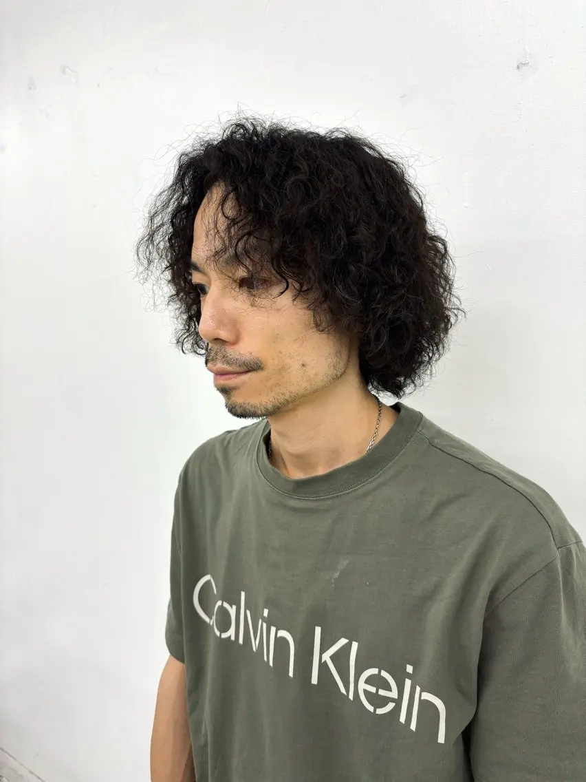 パーマ メンズ カット パーマ スパイキーパーマ 柏NO1 藤本葉のヘアスタイル