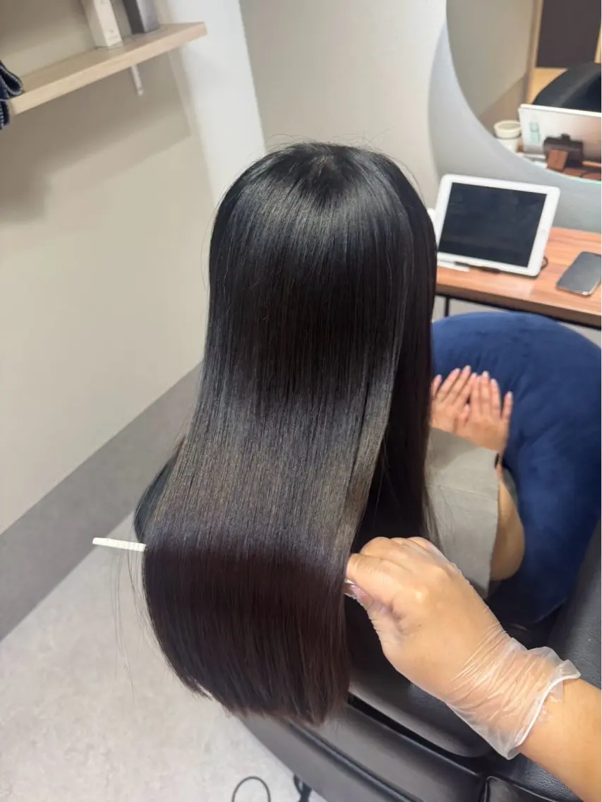 ロング 縮毛矯正 縮毛矯正 トリートメント かんた /百道浜・髪質改善のヘアスタイル
