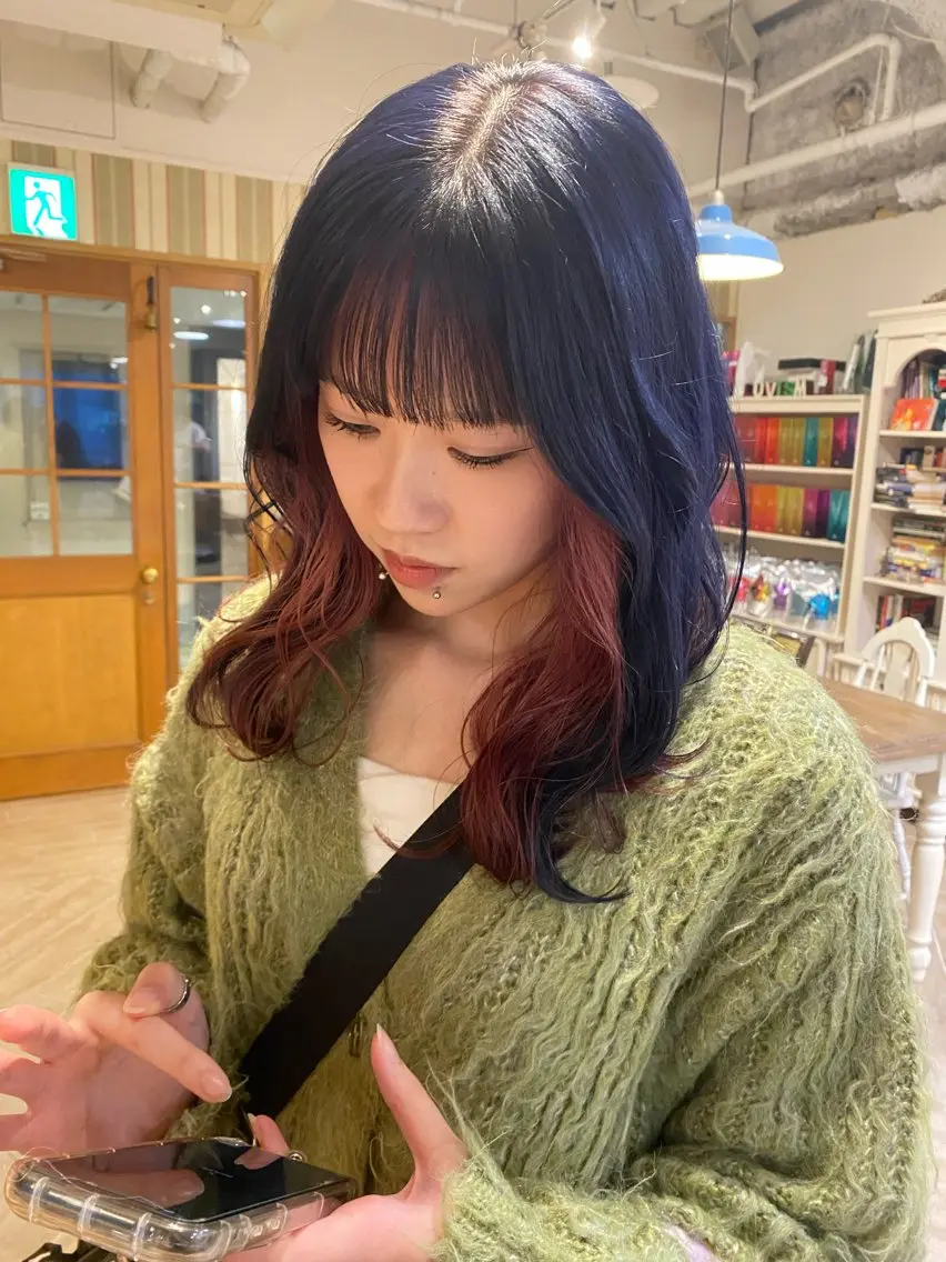 セミロング カラー ブリーチ デザインカラー カット ヘアカラー LUVISM新潟🎀 透明感カラー/ミユのヘアスタイル