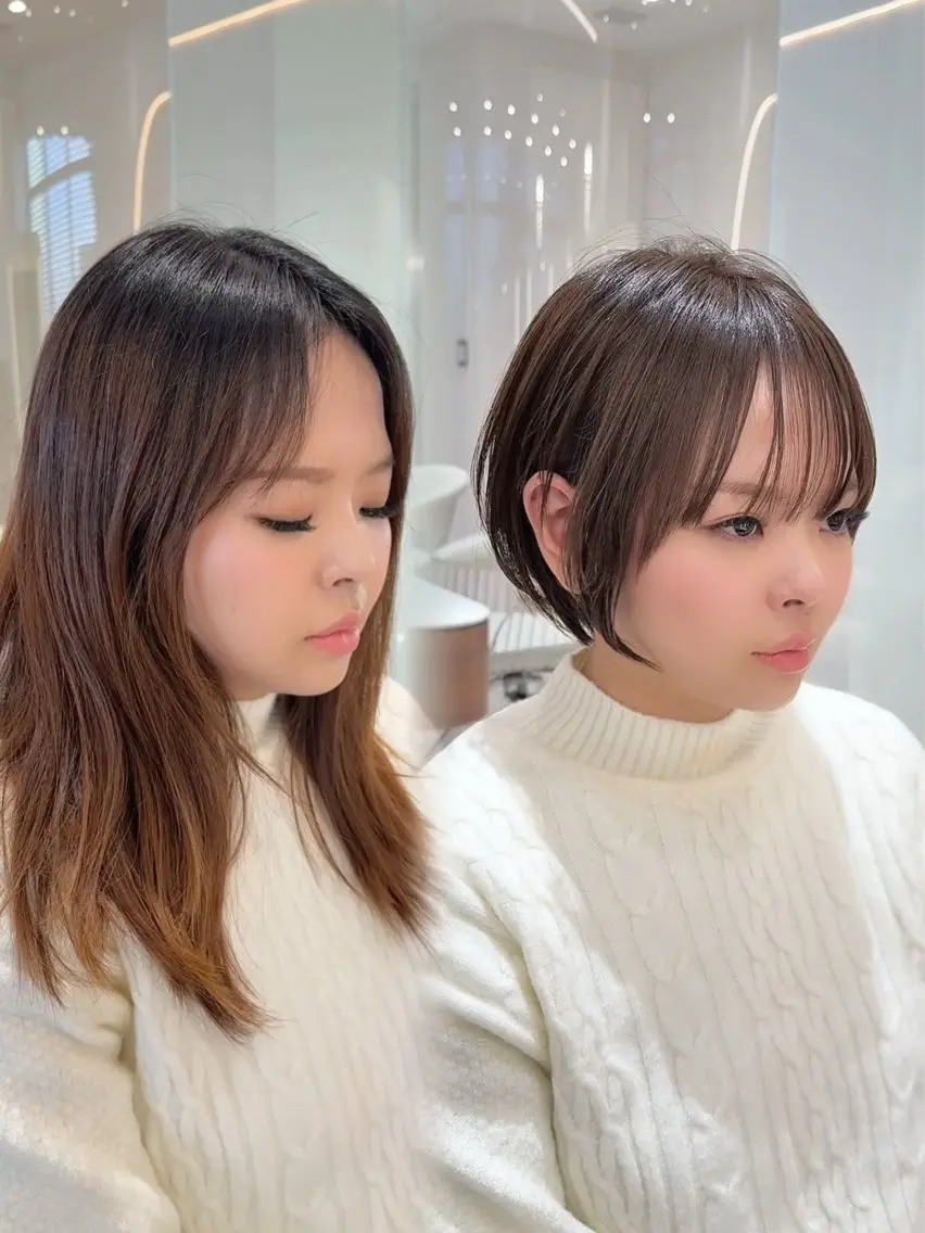 ショート カラー 切りっぱなしボブ ショートボブ 丸みショート ボブ 韓国風ヘア 【渋谷】ボブ・ レイヤーボブ特化✂︎のヘアスタイル