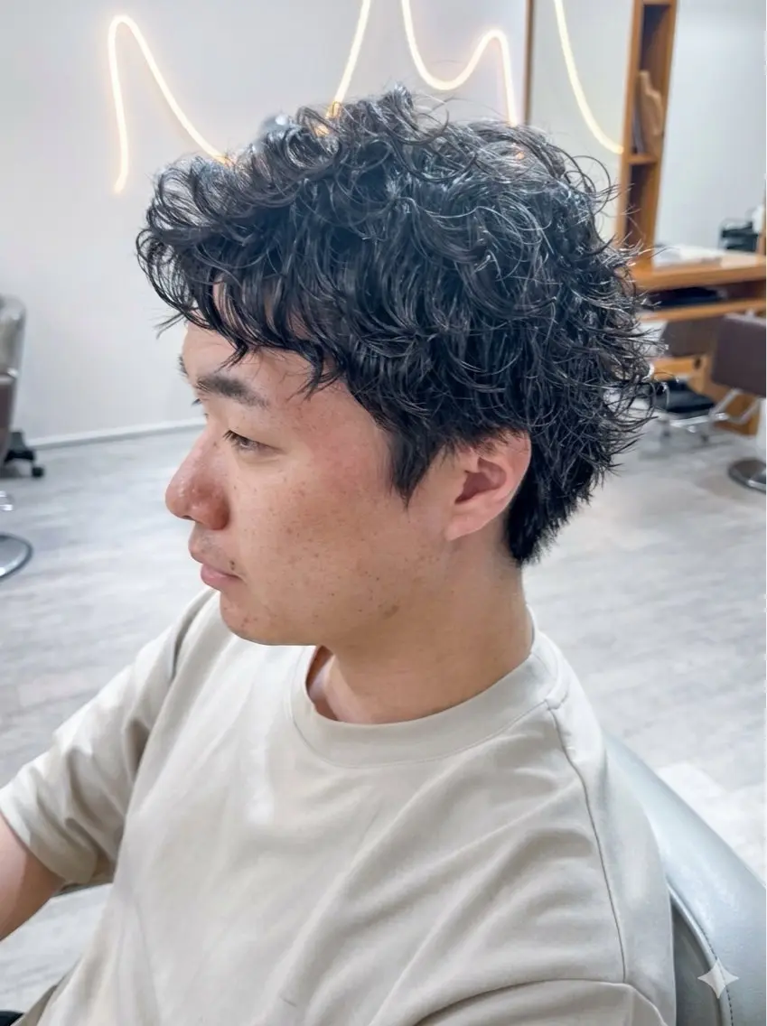 パーマ メンズ メンズパーマ スパイラルパーマ カット パーマ メンズパーマ 朝ラクセット 颯のヘアスタイル