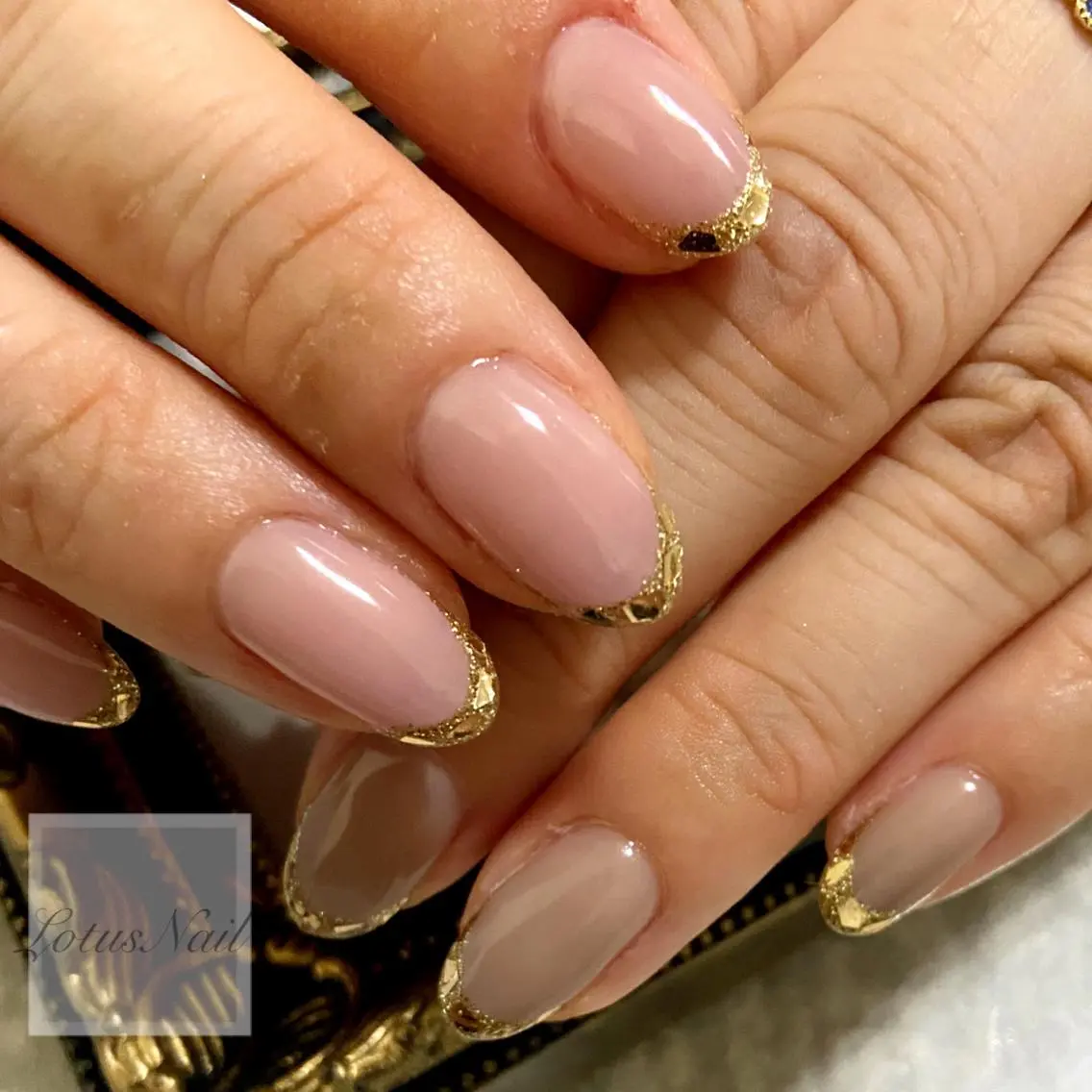 ネイル フレンチネイル ガラスフレンチ ハンドネイル Lotus Nailのネイルデザイン