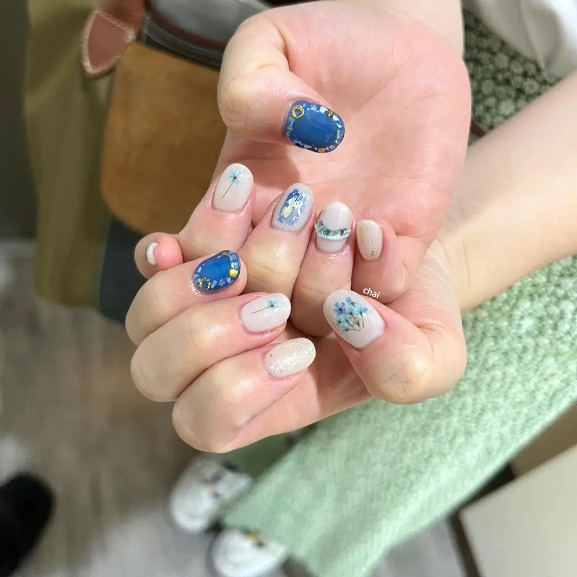ネイル ブルー 夏ネイル ハンドネイル chai nail _ai📍鶴橋/桃谷のネイルデザイン