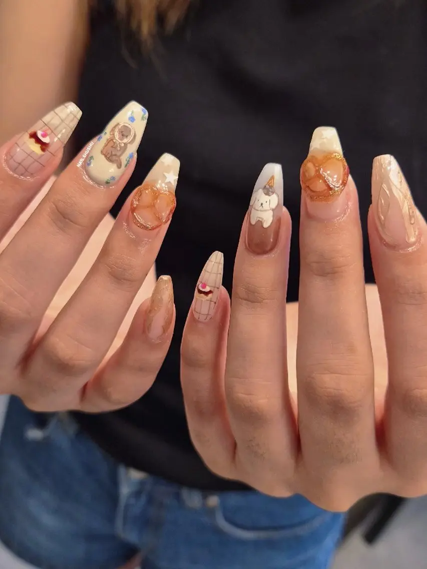 ネイル ハンドネイル 3dパーツ/流行り 👧shushu❤️のネイルデザイン