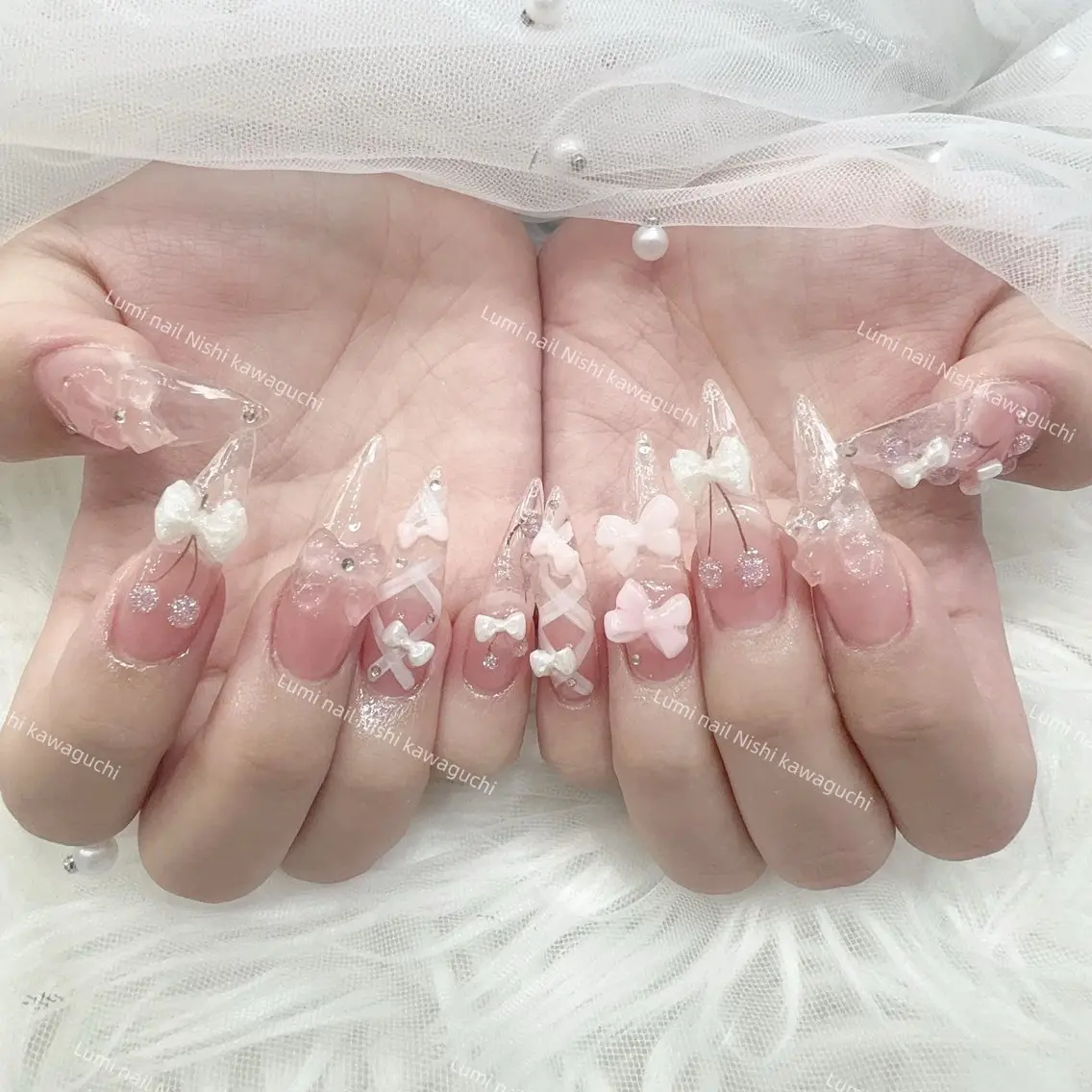 ネイル フットネイル ジェルネイル キラキラネイル オフィスネイル ピンク Lumi Nail Salonのネイルデザイン