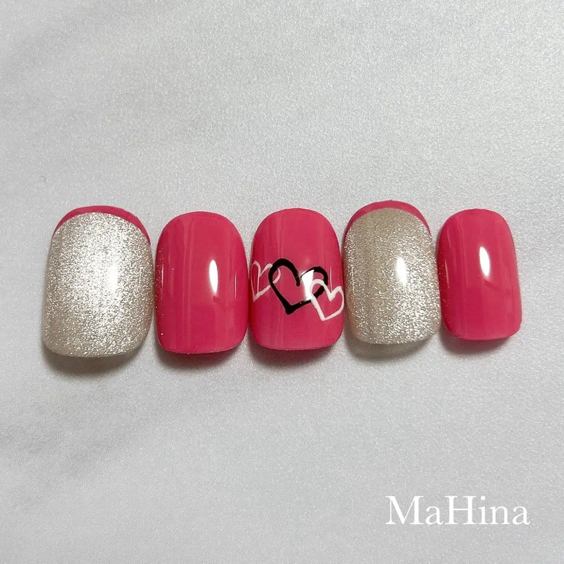 ネイル ハート マグネットネイル ハンドネイル Le Vernis MaHina・まひなのネイルデザイン