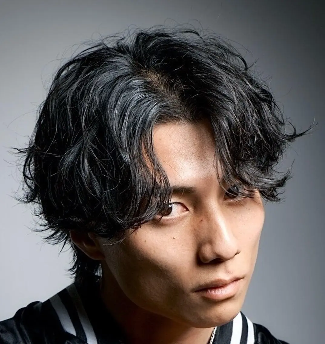 ミディアム パーマ メンズ 恵比寿メンズカット モデル無料/かずきのヘアスタイル