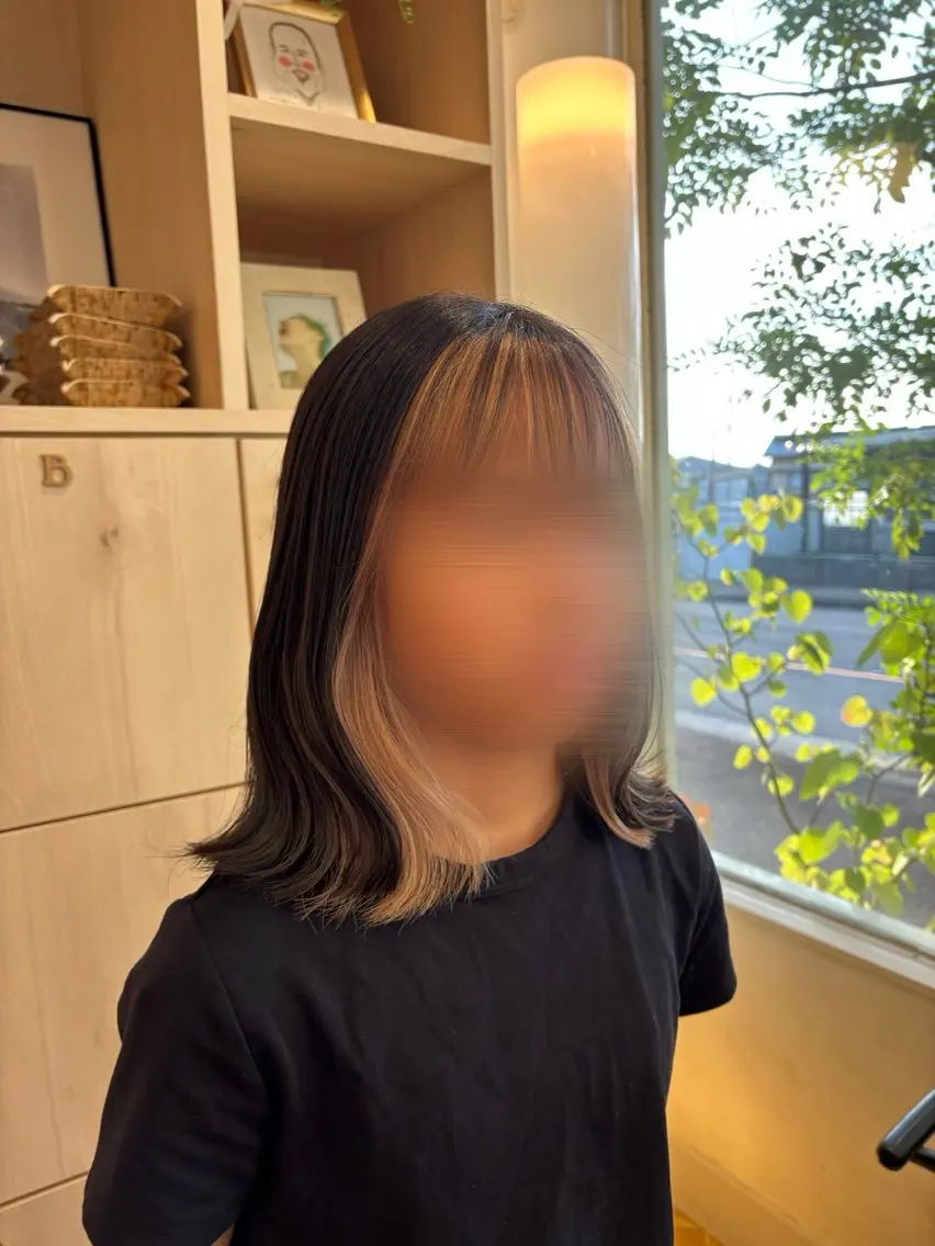 セミロング カラー ミストバング  フェイスフレーミング ヘアカラー 暖色❤️艶カラー/ あおいのヘアスタイル
