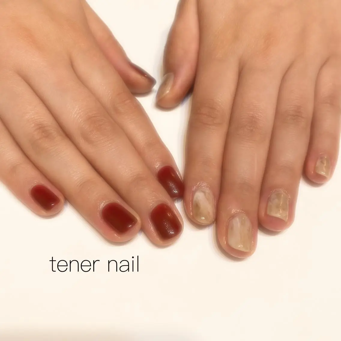 ネイル ボルドー ブラウン 大理石ネイル(マーブル) ニュアンスネイル ワンカラーネイル テネルネイル tener nailのネイルデザイン