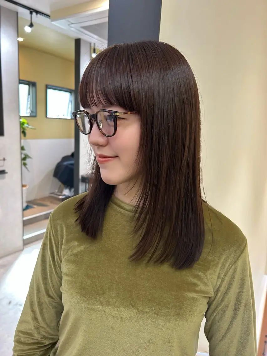 セミロング カラー ブラウンカラー ナチュラルブラウン カット ヘアカラー トリートメント hubhair レイヤー/透明感のヘアスタイル