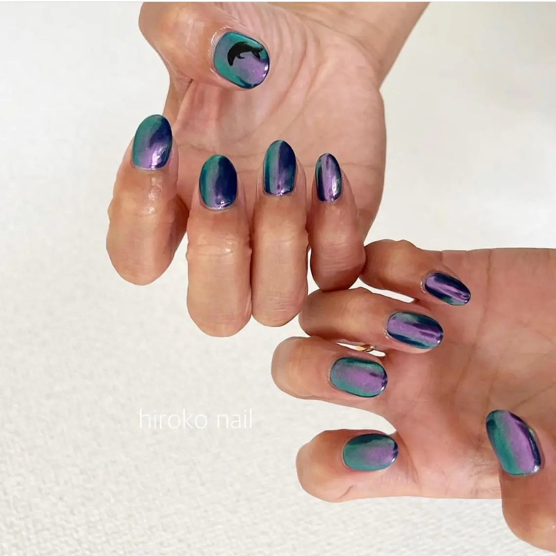 ミディアム ネイル オーロラネイル hiroko nailのネイルデザイン