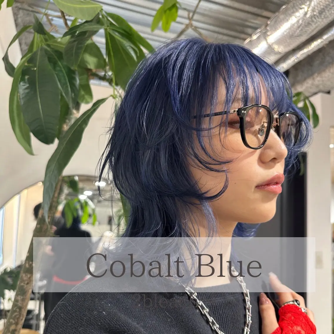 ミディアム カラー 黒髪 ブルーカラー ブルーブラック ネイビーカラー 【レイヤーカット】 海老原寛大のヘアスタイル