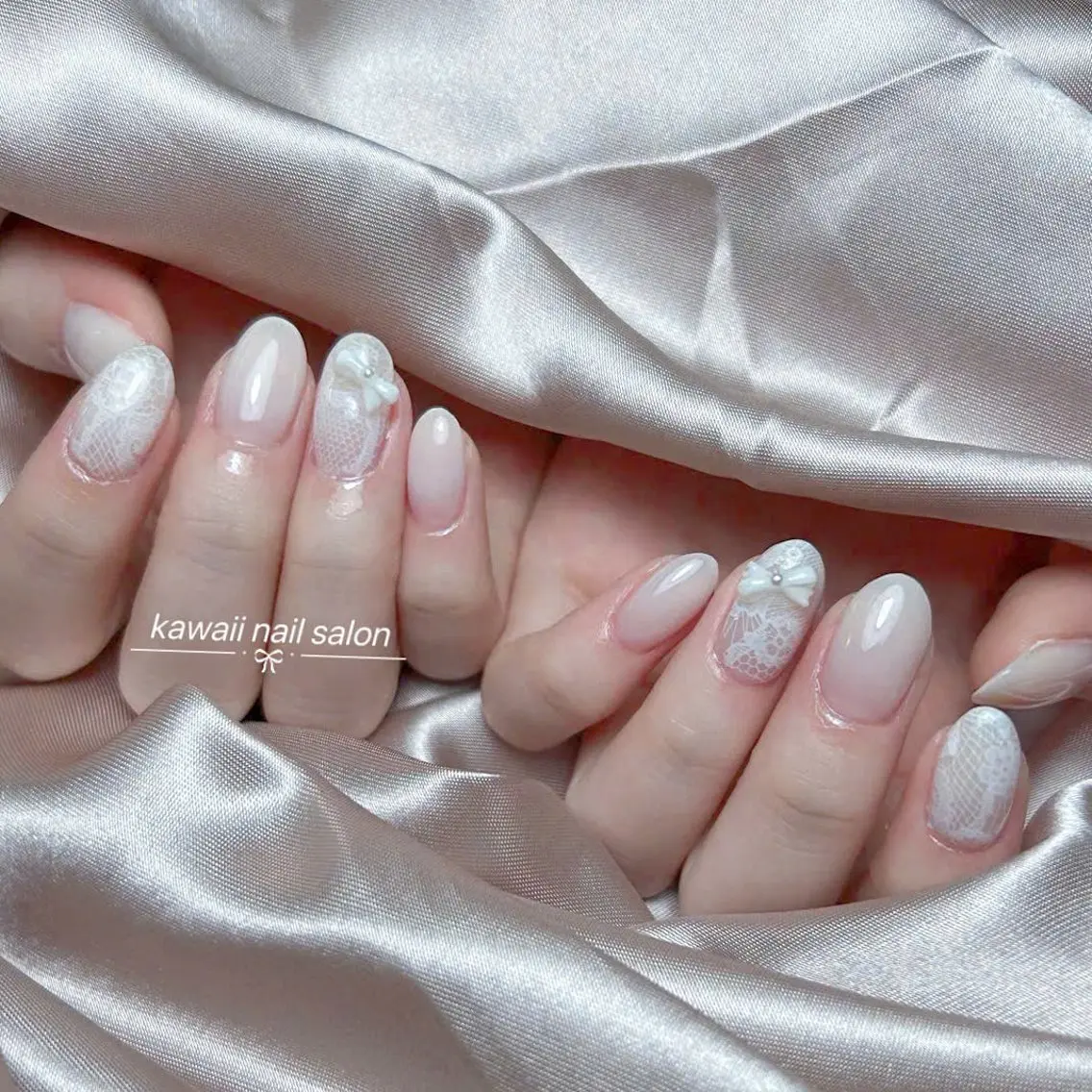 ネイル ドット フレンチネイル 韓国ネイル マグネットネイル オフィスネイル Kawaii Nail Salonのネイルデザイン