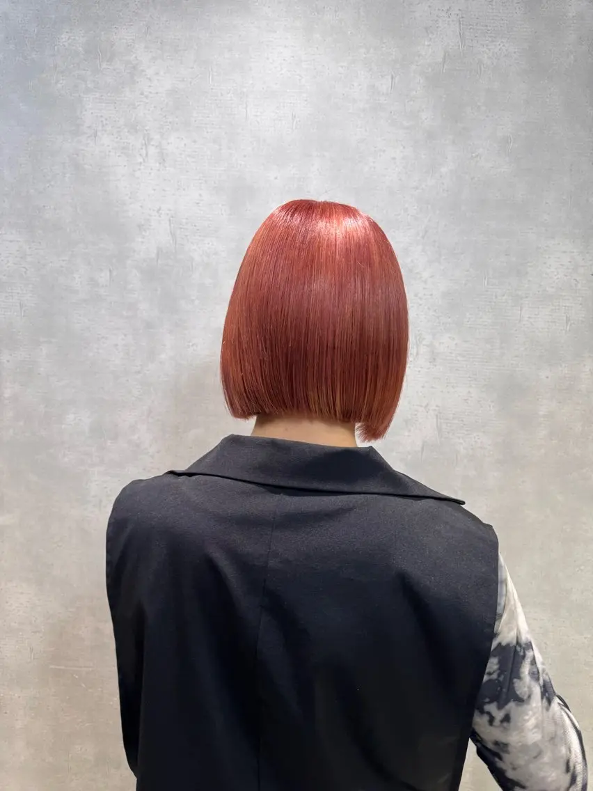 ショート カラー ベージュカラー ブリーチ オレンジ オレンジピンク ピンクカラー ANKH CROSS ゆうかのヘアスタイル
