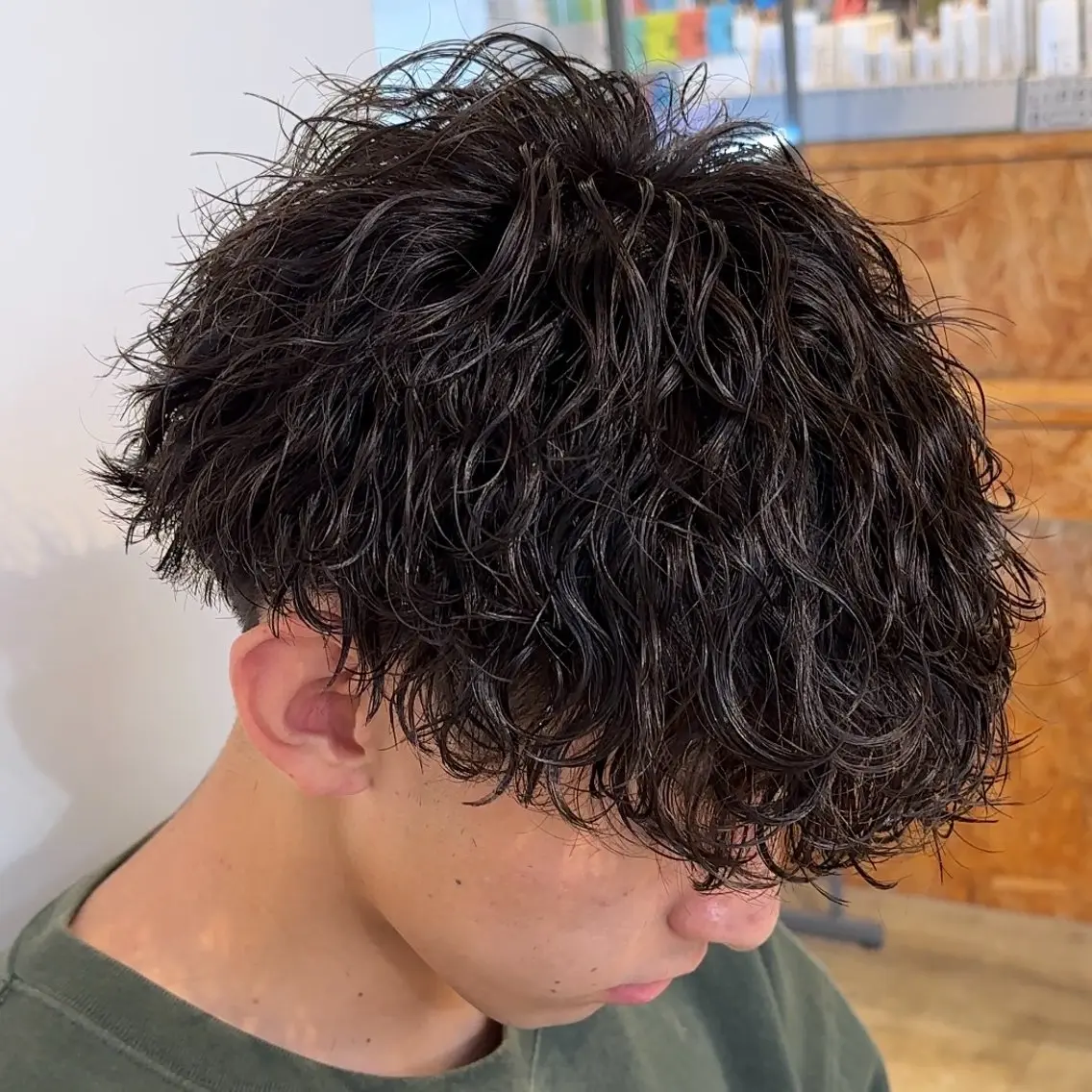 パーマ メンズ メンズパーマ 女性カットモデル イケガヤのヘアスタイル