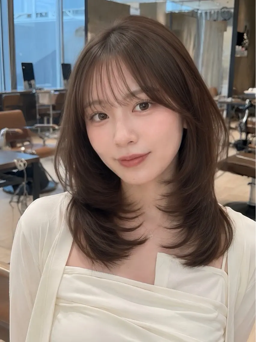 ミディアム トリートメント カット ヘアカラー 透明感カラー/韓国レ イヤー/宮下知也のヘアスタイル