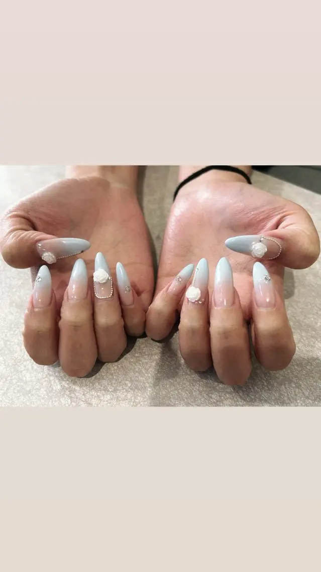 ネイル 水色 ハンドネイル i nailのネイルデザイン