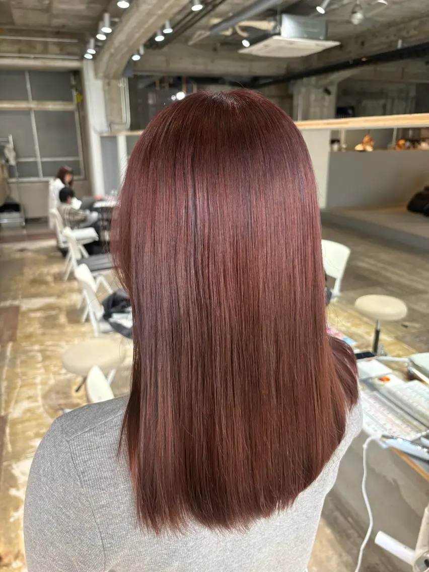 ミディアム カラー ブリーチ ブラウンカラー ブリーチなしカラー レッドカラー レッドブラウン カット ヘアカラー 玉置七海✨ /透明感/髪質改善のヘアスタイル