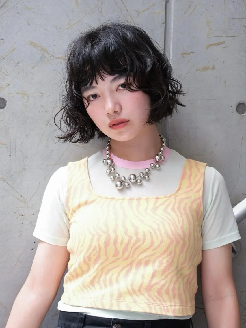 ミディアム パーマ ミディアムパーマ ボブ レイヤーカット 松尾/パーマ/堀江 心斎橋/なんばのヘアスタイル