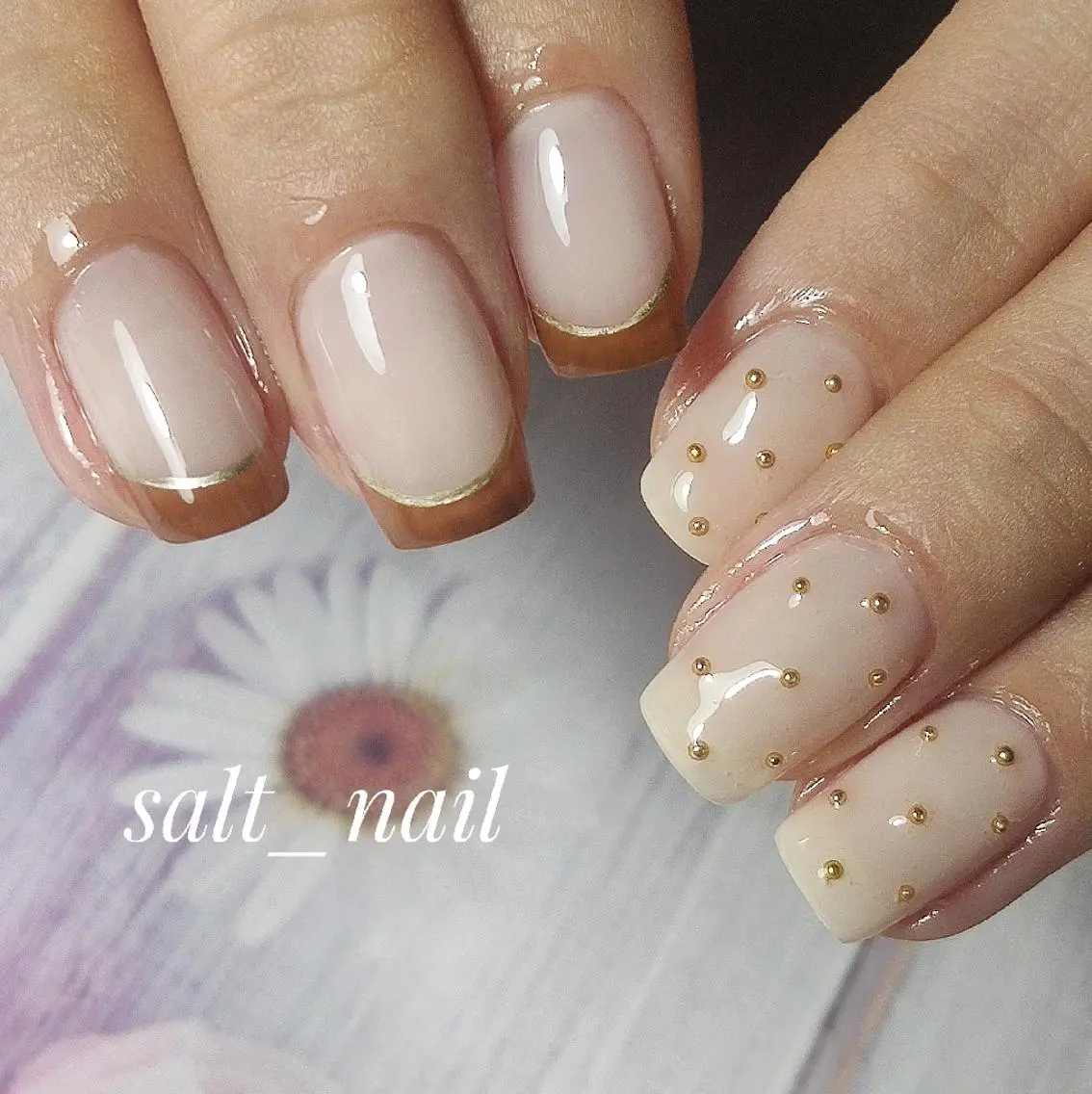 ネイル ドット フレンチネイル ハンドネイル 個人サロン saltnailのネイルデザイン