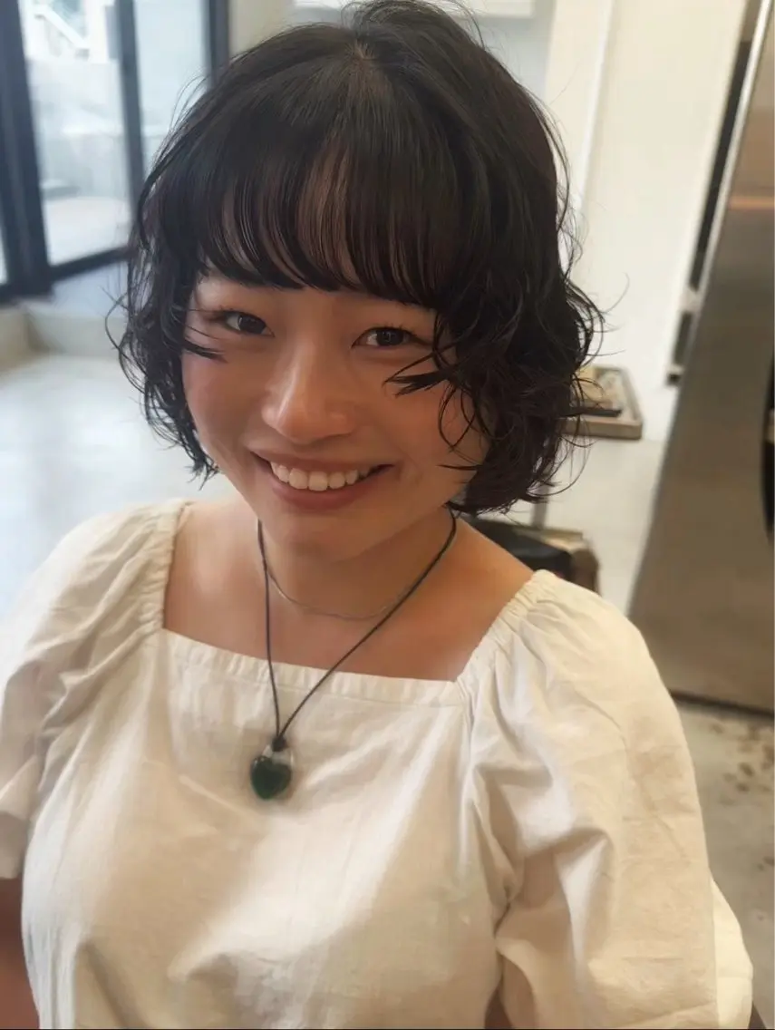 ショート パーマ 韓国風ヘア カット パーマ saki｜透明カラー ドライパーマ.パーマのヘアスタイル