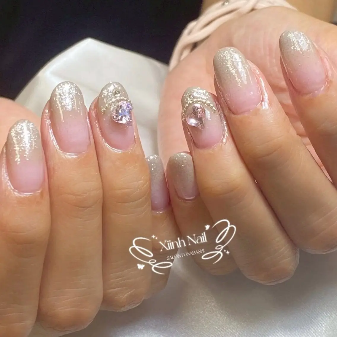 ネイル チークネイル 桜ネイル 長さ出し フットネイル ジェルネイル ハンドネイル XIINH NAIL SALONのネイルデザイン