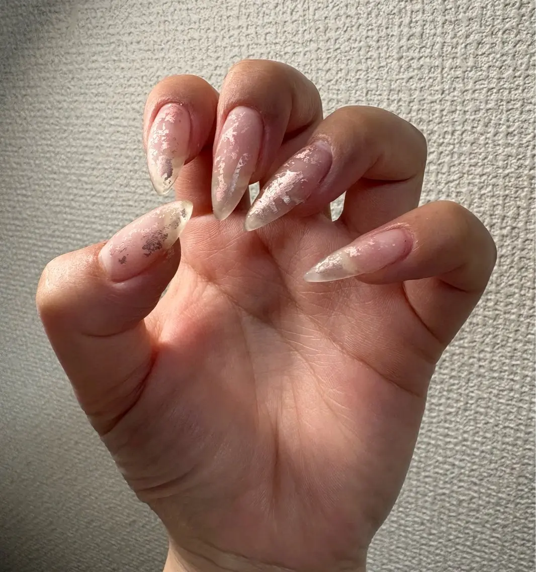 ネイル クリアネイル ゴールド マットネイル ピンク ハンドネイル 谷村 成美のネイルデザイン