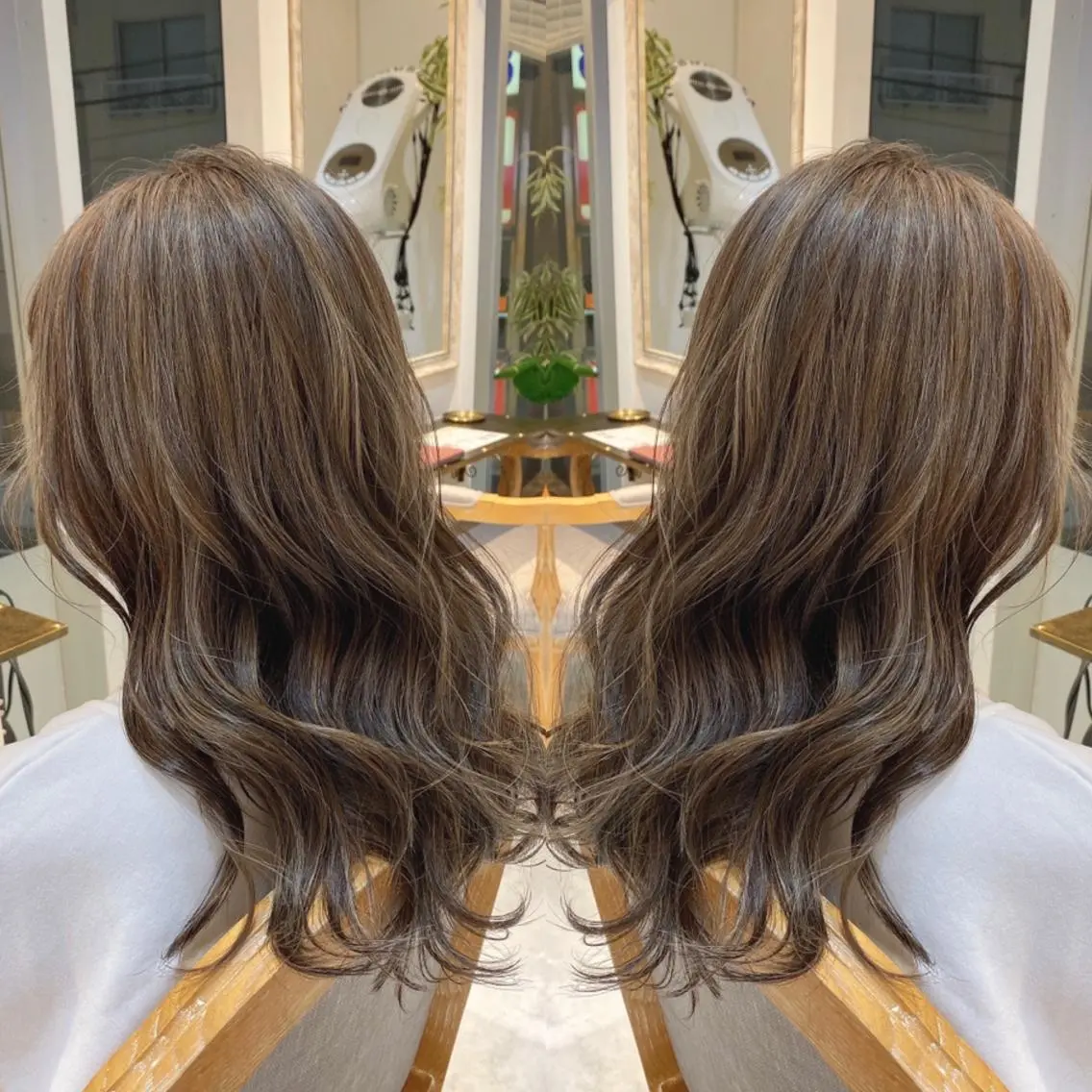 セミロング カラー モテ前髪 タゴメ シンヤのヘアスタイル