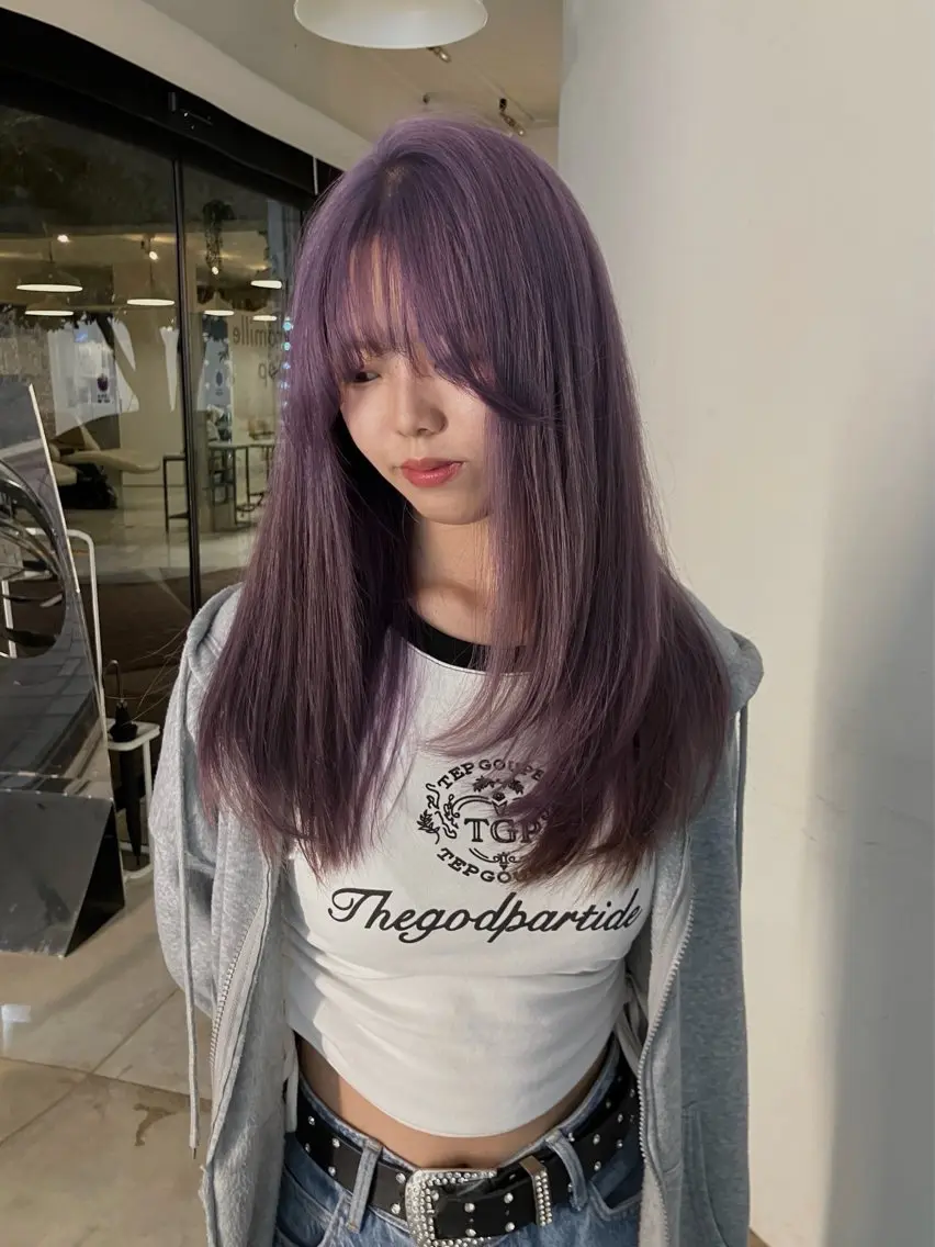 ロング カラー ラベンダーカラー パープルカラー シルバー カット ヘアカラー トリートメント Hanaka🪷 ニュアンス×レイヤーのヘアスタイル
