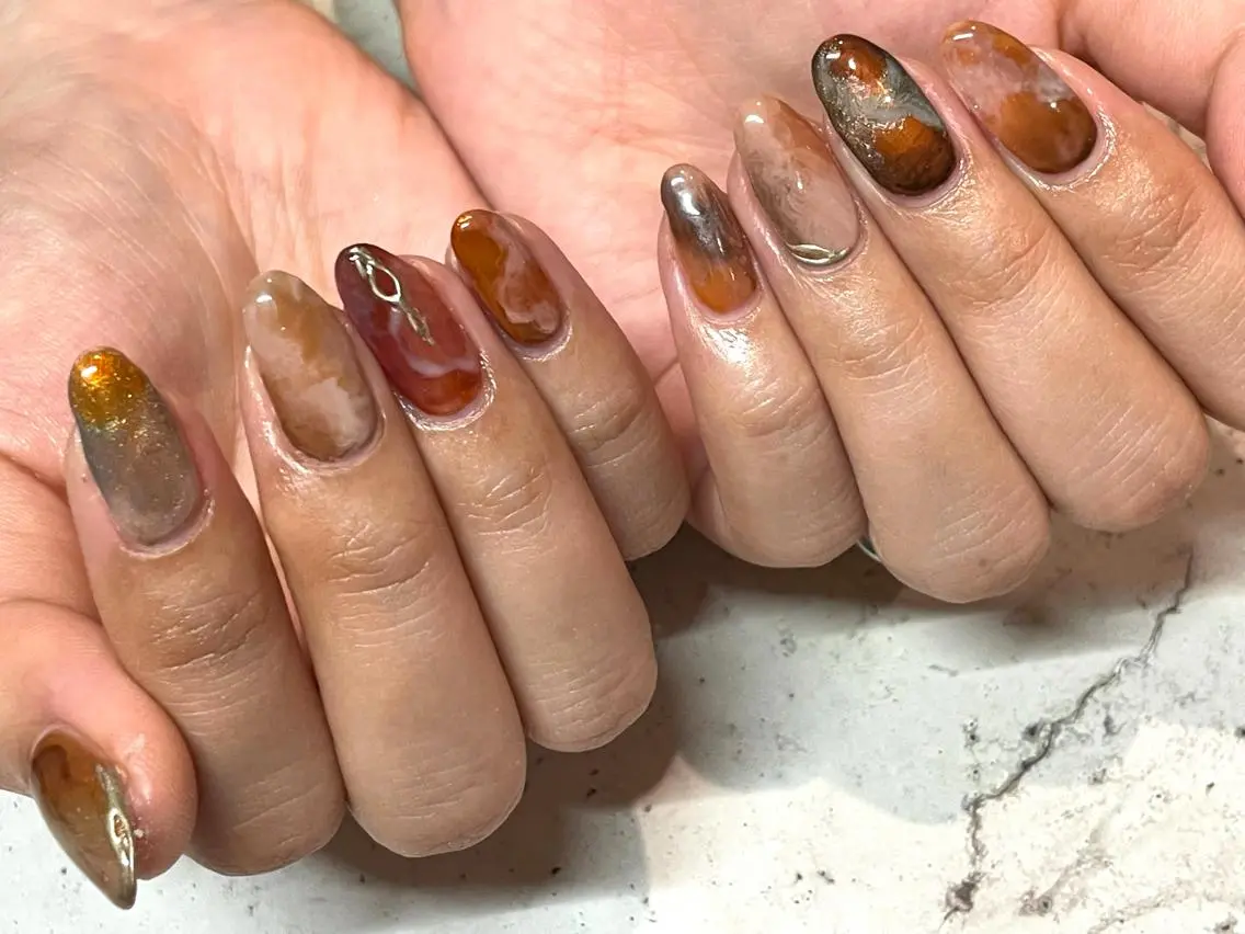 ネイル ハンドネイル 韓国/ワンホン/長さ 出しつけ放題🎀のネイルデザイン
