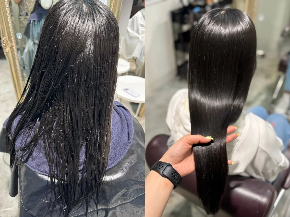 ロング 縮毛矯正 フェザーパーマ🌙 毛流れ yuzukiのヘアスタイル