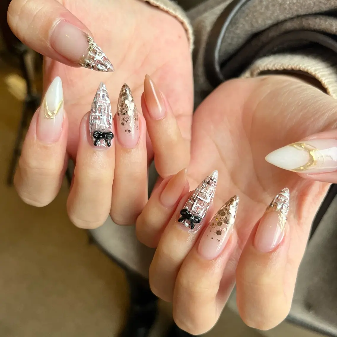 ネイル ブラウン ツイードネイル ハンドネイル Nail bouquetのネイルデザイン
