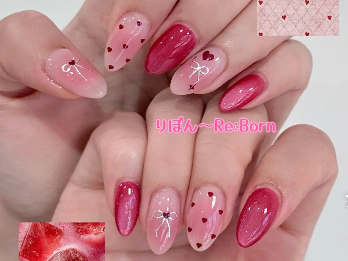 ミディアム ハンドネイル りぼん Re:Bonrのネイルデザイン