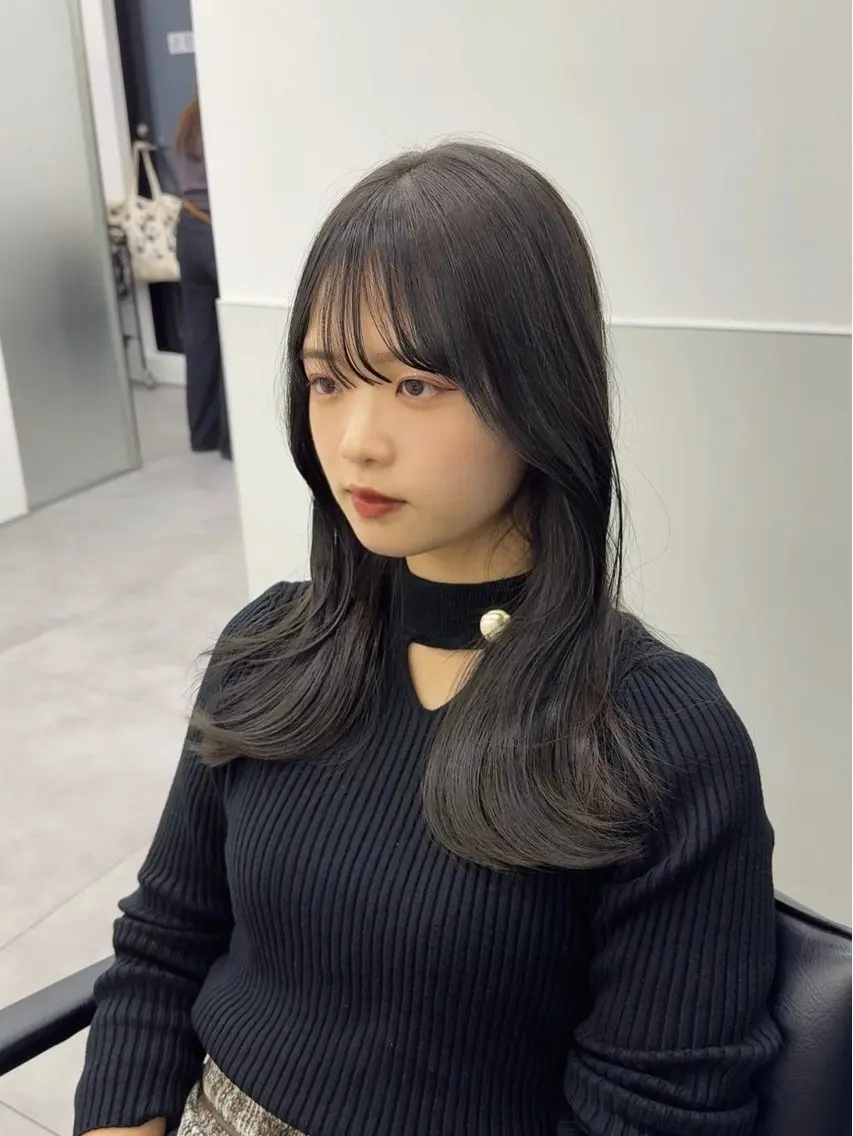 ロング カラー 韓国風ヘア レイヤーカット トリートメント ワンホンヘア カット ヘアカラー トリートメント 韓国ヘア🇰🇷 スズキのヘアスタイル