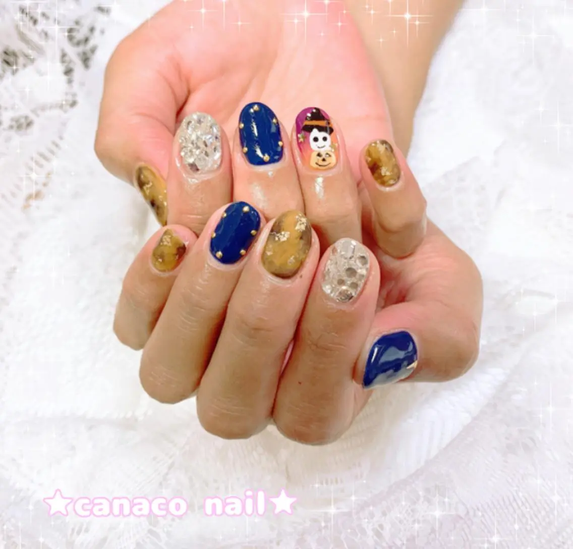 ネイル べっ甲ネイル ハロウィン ハンドネイル ハンドケア ベテランネイル cnc  nailのネイルデザイン
