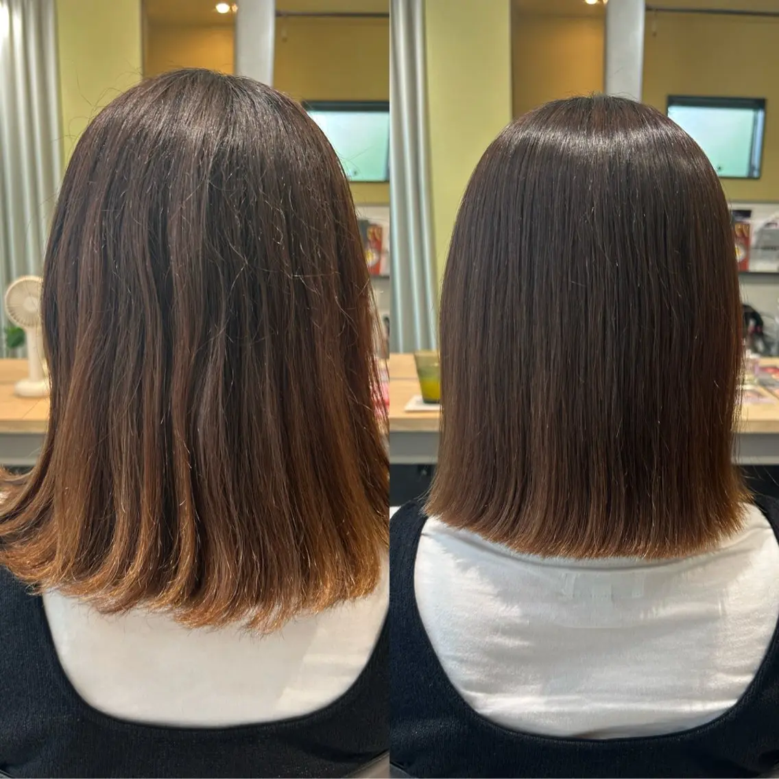 ミディアム パーマ 髪質改善 ストレートパーマ カット 縮毛矯正 トリートメント hubhair レイヤー/透明感のヘアスタイル