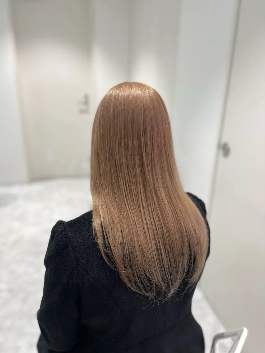 ロング カラー ベージュカラー ミルクティーベージュ カット ヘアカラー トリートメント ヘアセット 色落ち綺麗🩰ハイ トーン🎀RINKAのヘアスタイル