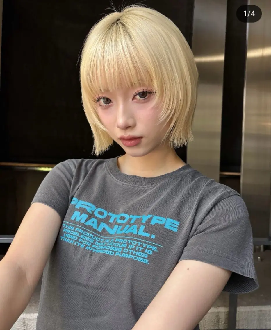 ショート カラー ブリーチ 抜きっぱなしブロンド ハイトーンカラー ヘアカラー 佐々木 蓮のヘアスタイル