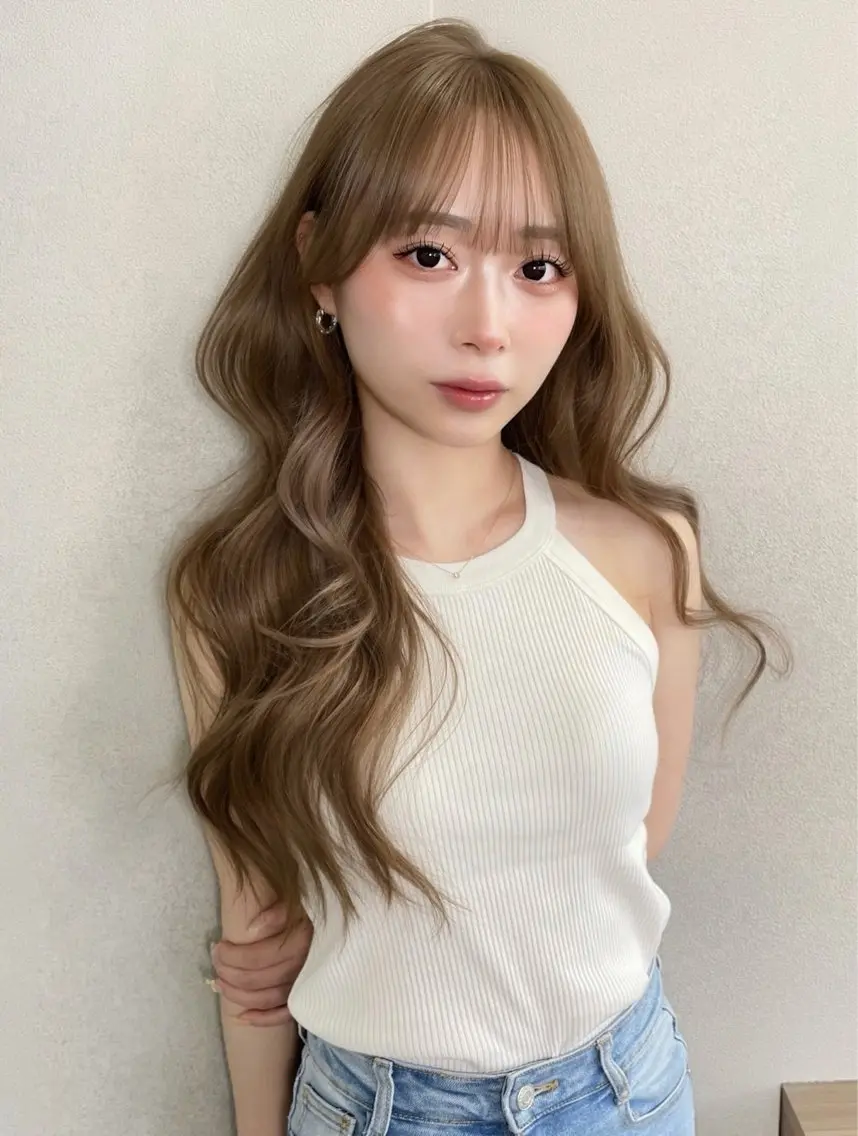 ロング くびれヘア 顔周りカット 天使の羽バング・フェザーバング ハッシュカット 韓国風ヘア 髙杉 心のヘアスタイル