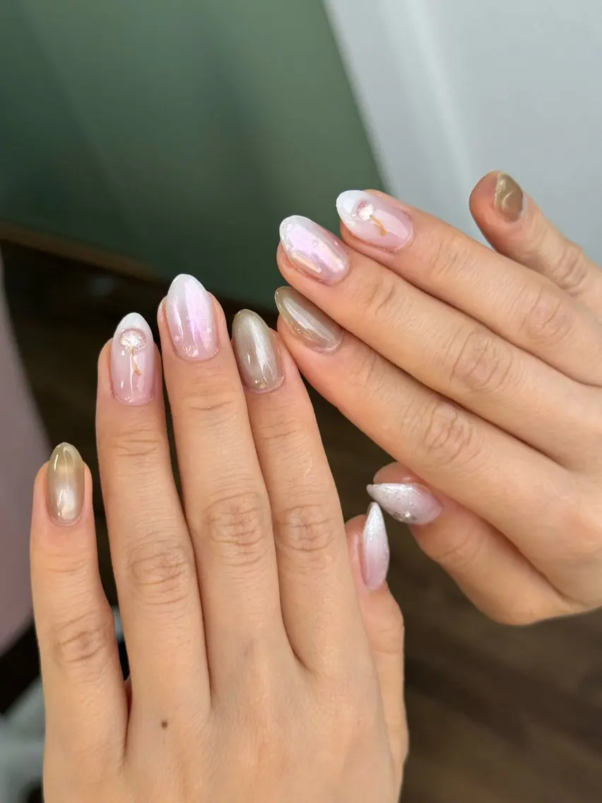 ネイル アートネイル オーロラネイル チークネイル 長さ出し フットネイル ハンドネイル 銀河_ Chan nailsのネイルデザイン