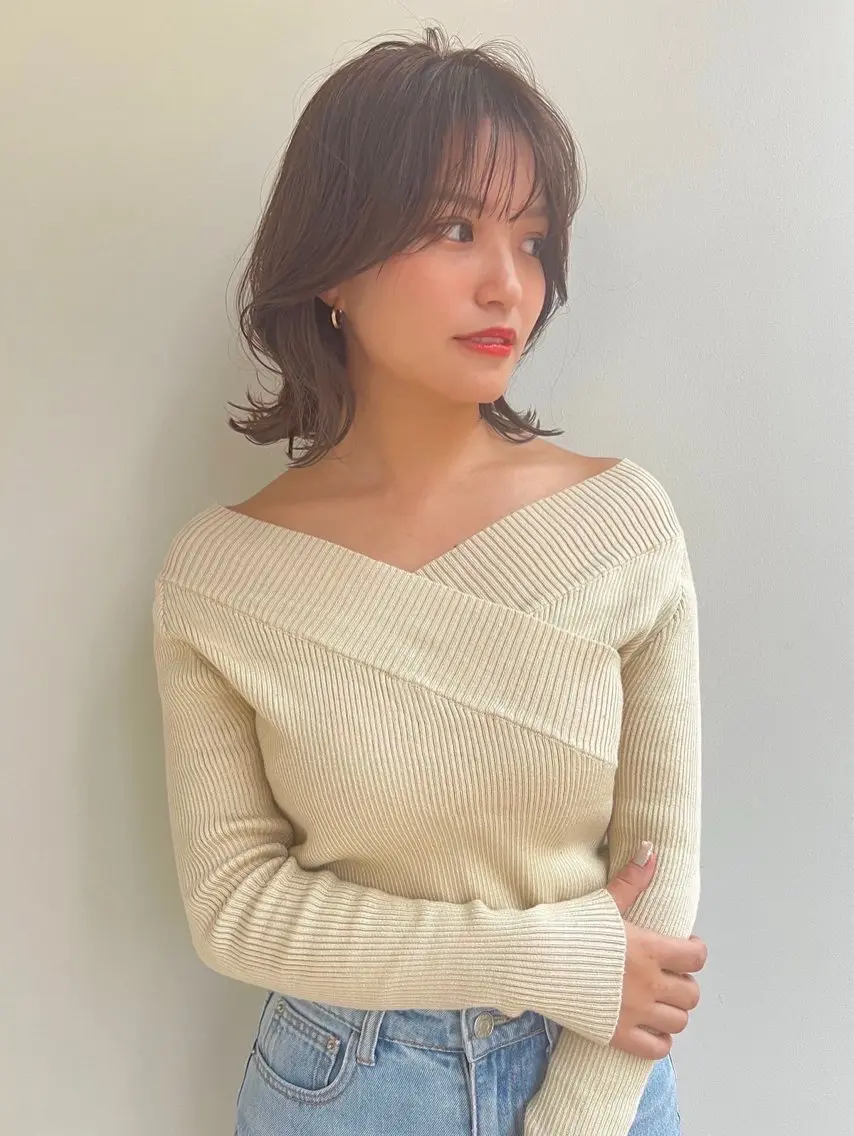 ミディアム ショートボブ ボブレイヤー ボブ 髪質改善 韓国風ヘア カット ヘアカラー トリートメント suii..hair designのヘアスタイル
