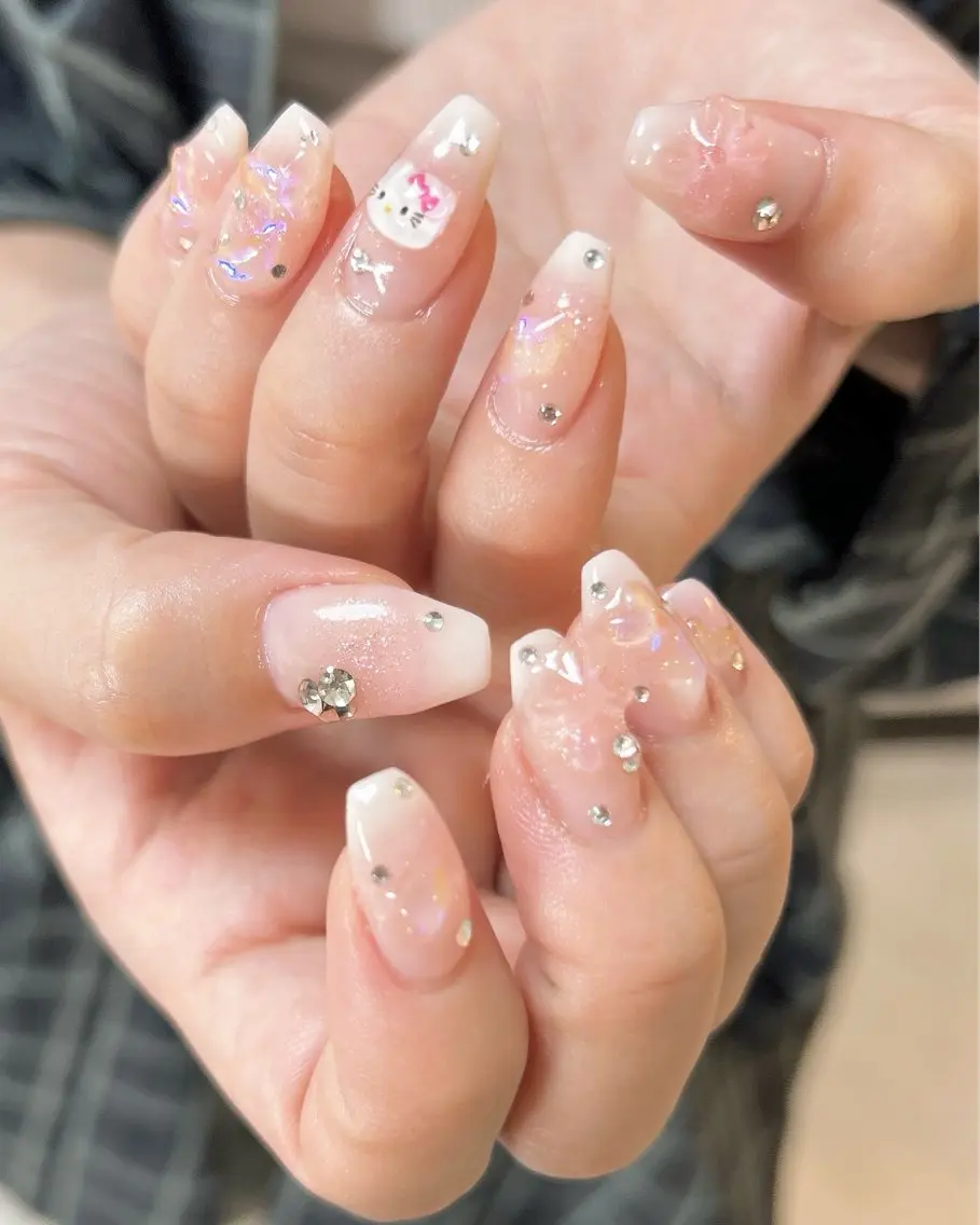 ネイル ストーンネイル ハンドネイル ten nail salon かえでのネイルデザイン