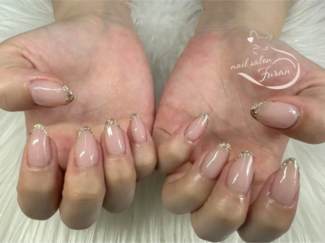 ネイル フレンチネイル キラキラネイル ラメ(グリッター) ハンドネイル Nail salon Furanのネイルデザイン
