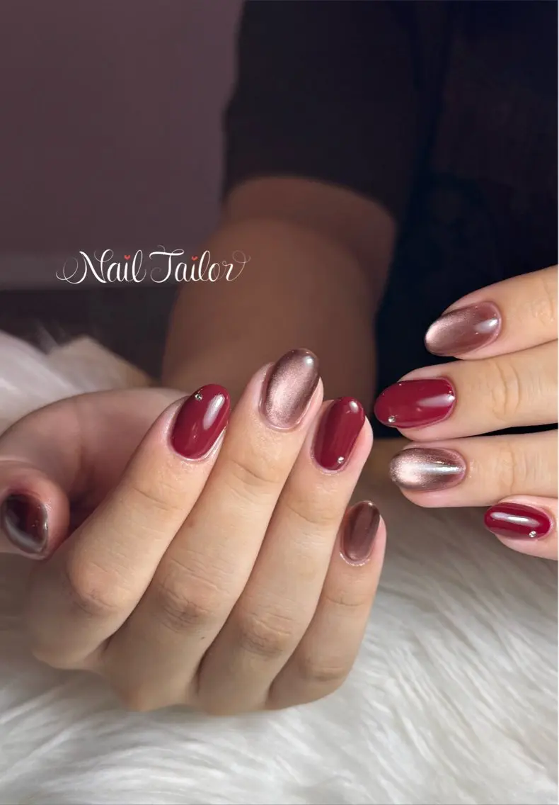 ネイル ボルドー ブラウン ハンドネイル NailTailor ネイルテイラーのネイルデザイン