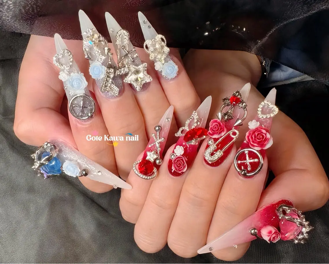 ネイル フラッシュネイル グラデーション 赤色 ハンドネイル ハンドケア Gote Kawa nail salonのネイルデザイン