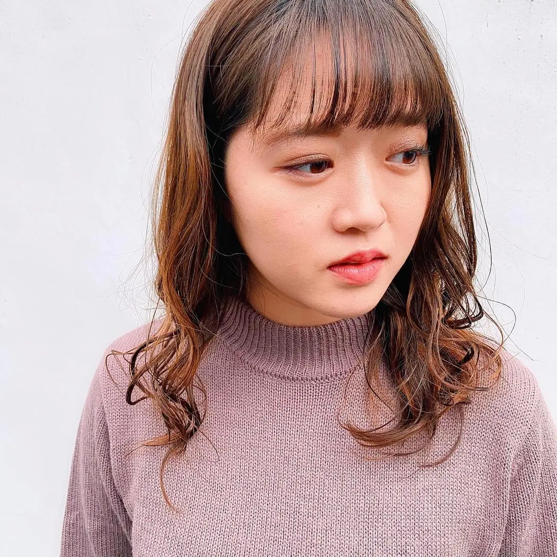 ミディアム カラー パーマ 中川 竜誠のヘアスタイル