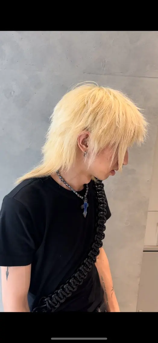 ショート カラー メンズ メンズウルフカット 抜きっぱなしブロンド ウルフカット 落ちる黒 森崎雄斗のヘアスタイル