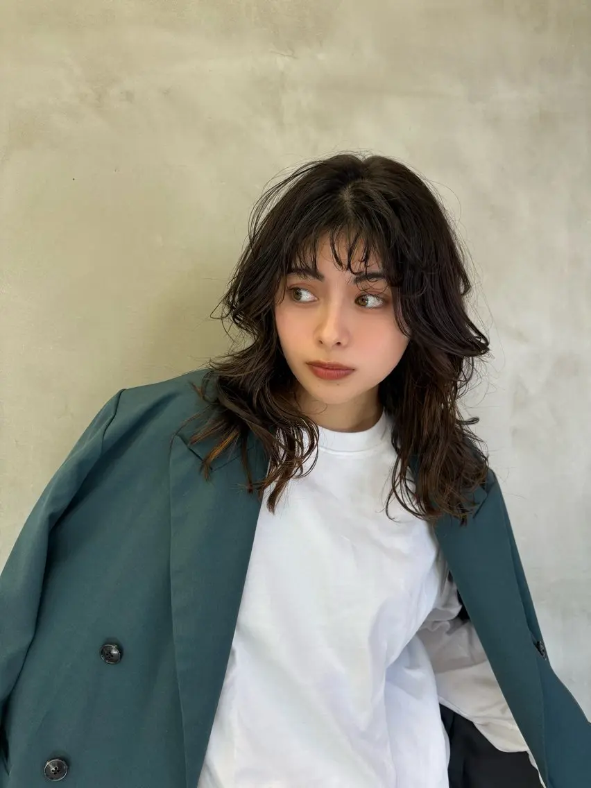 ミディアム パーマ トリートメント MASATOレイヤー カット垢抜けヘアのヘアスタイル