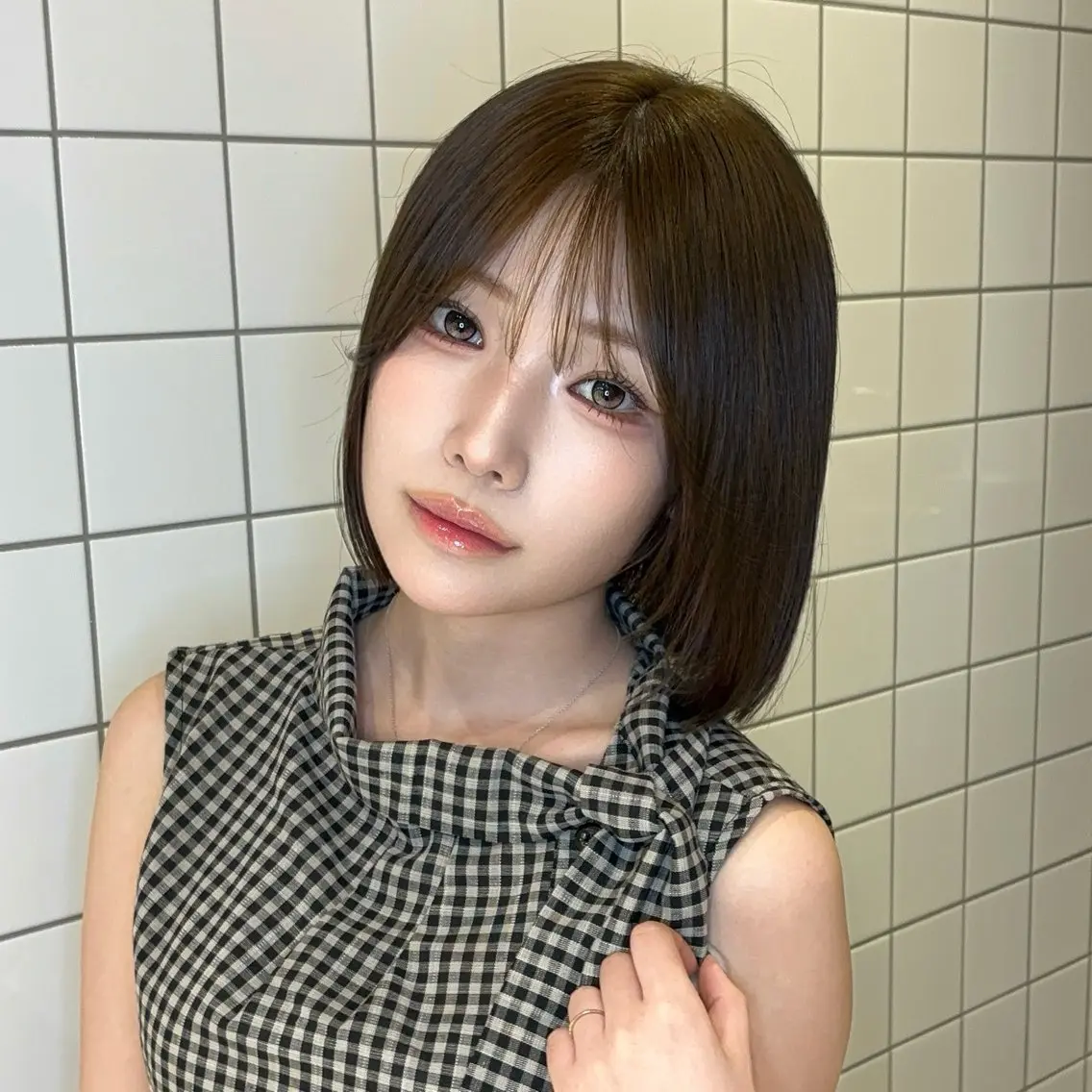 ミディアム カラー ヘアアレンジ ベージュカラー 透明感カラー ボブ 韓国風ヘア ワンホンヘア カット ヘアカラー トリートメント 韓国ヘア/ロー レイヤー/Rumiのヘアスタイル